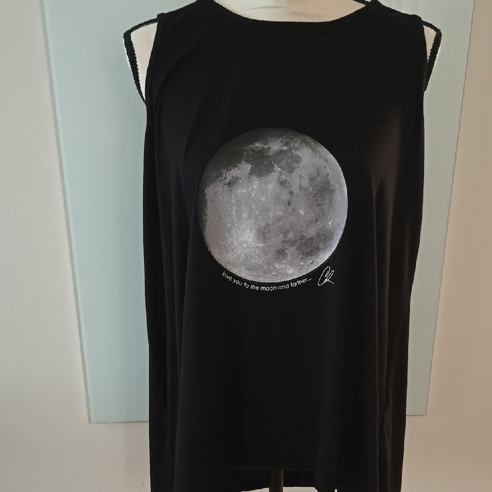 Peace Love World Black Moon Graphic Tank Top